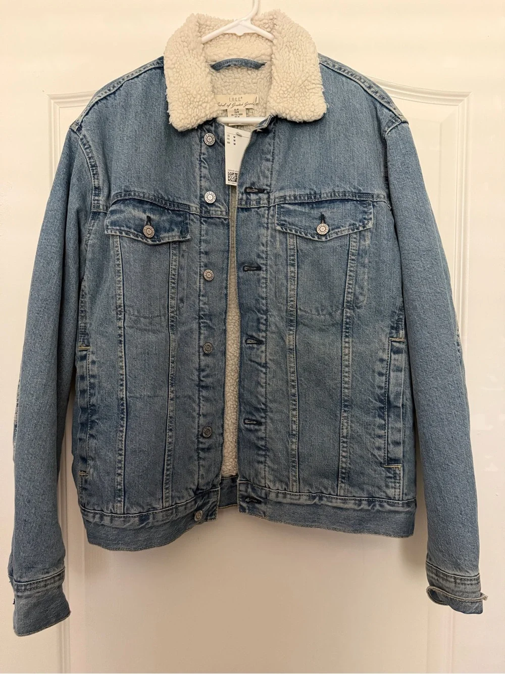 H&M Light Blue Denim Sherpa-Lined Ski Jacket size M NWT